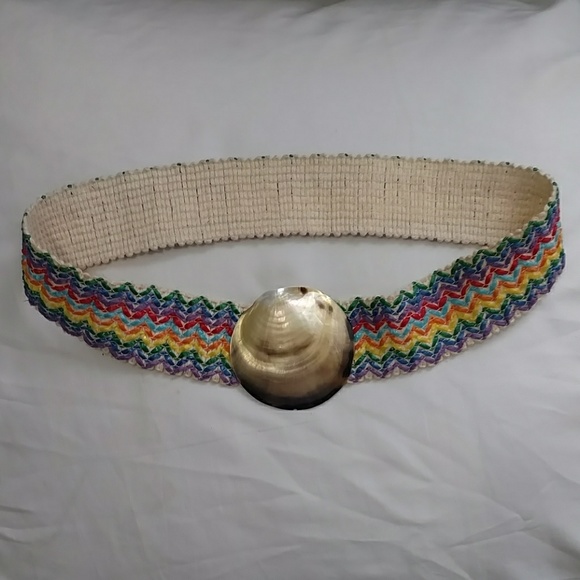 VTG Boho Shell & Straw Stretch Belt - Picture 2 of 4